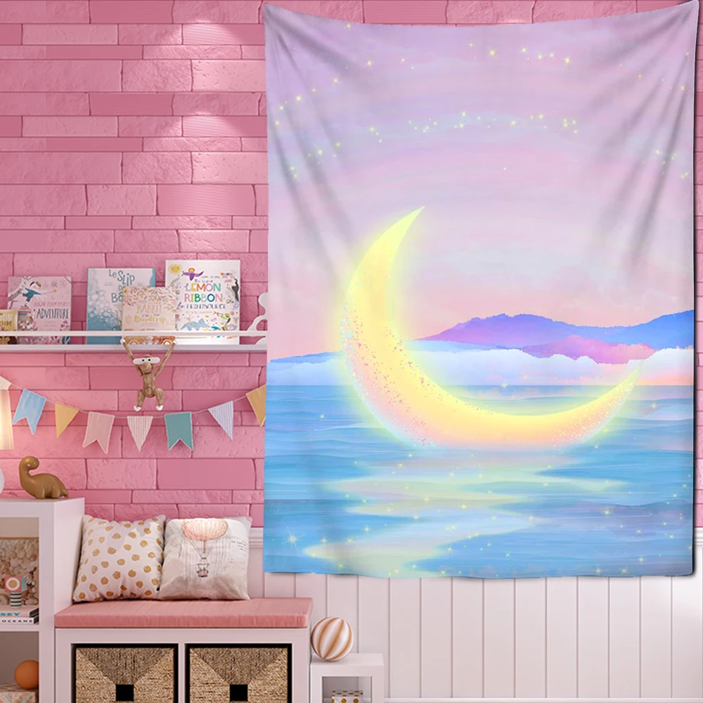 Pink Colorful Clouds Starry Tapestry universe Wall Hanging Child Room Dorm Tapestries Art Home Psychedelic Kawaii Room Decor