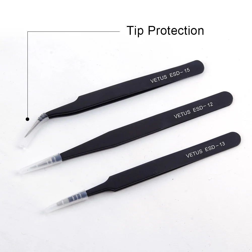 Stainless Steel VETUS Eyelash Tweezer Non-magnetic Volume Eyelash Extension Tweezers Lashes Tools Individual Eyelashes Make Up