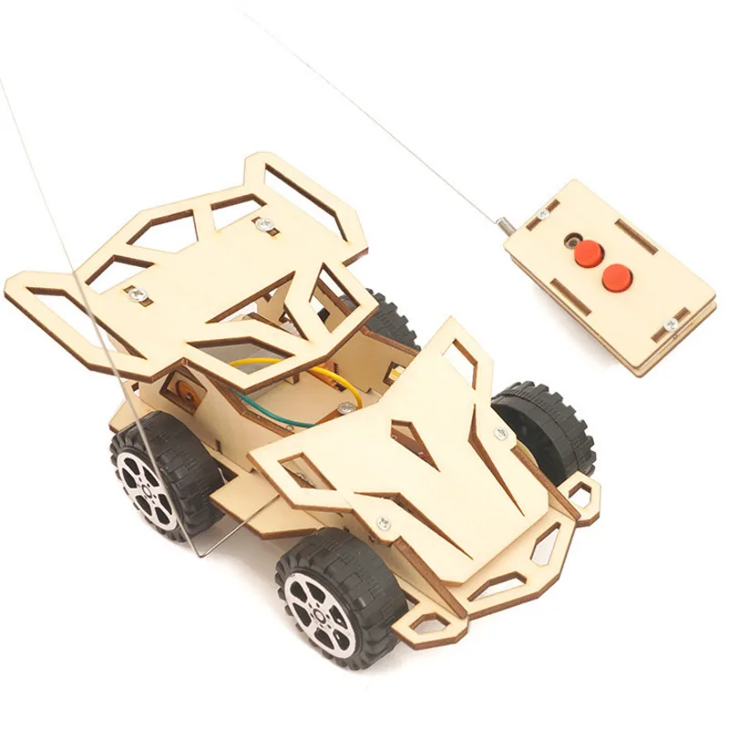

DIY Assembly Wireless Remote Control Racing Car Model Kit Physical Experiment Technology Educational Wooden Toys For Children