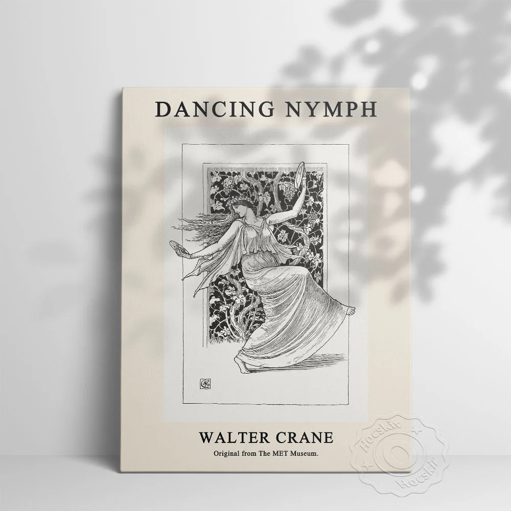 Walter Crane Exhibition Poster, Dancing Nymph Wall Painting, Vintage The Angel Of Peace Art Prints, Living Room Wall Stickers