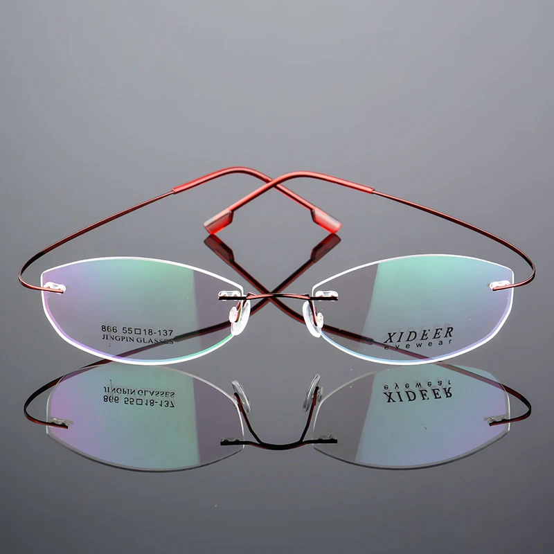 Elbru Metal Superelastic Rimless Glasses Frame Women Titanium Alloy Ultralight Myopic Frame Clear Lens Eyeglasses Eyewear Unisex