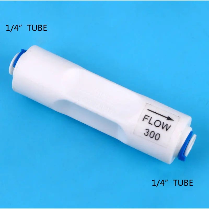 1/4 "Tabung Lurus Melalui Jenis 300CC Limbah Air Pengatur Pembatas Selang Reverse Osmosis Cepat Konektor Pipa Fittiing