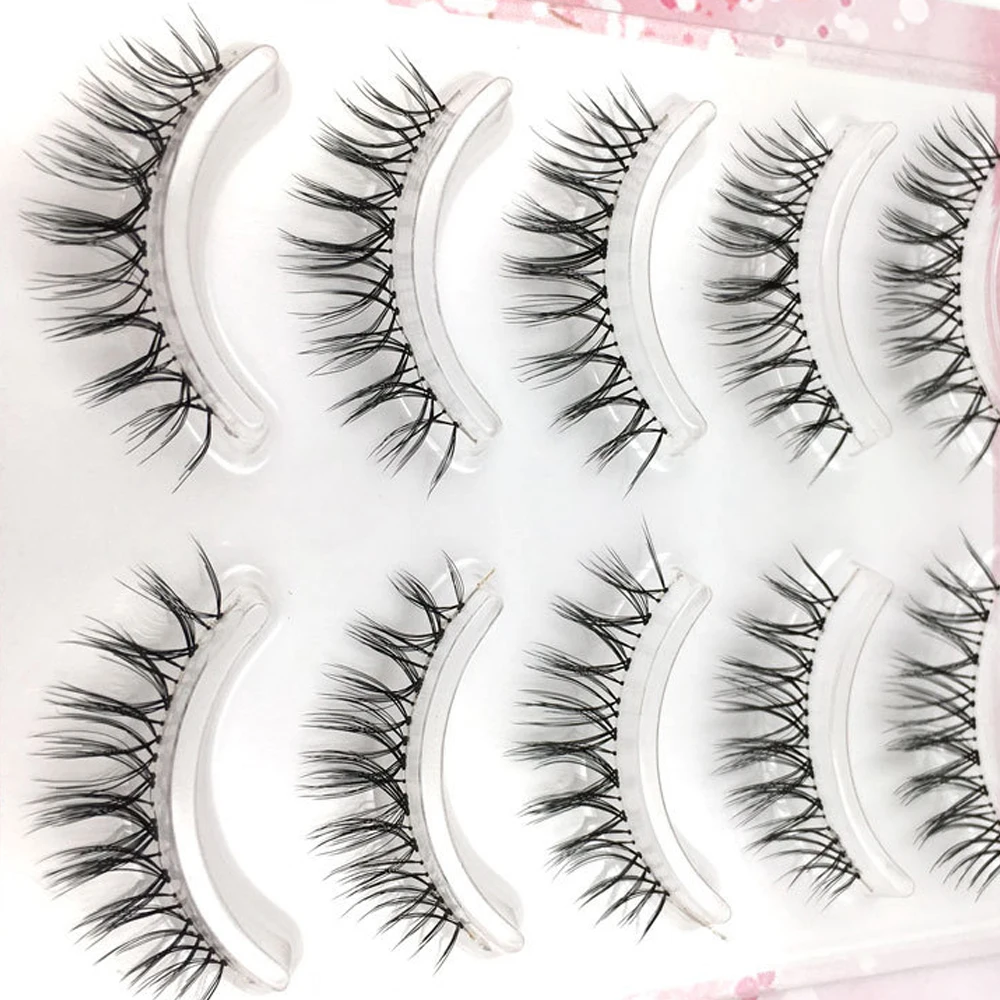 NEUE 5 paar Falsche Wimpern Natürlich Simulierte Starke Transparent Stem Gefälschte Wimpern Anfänger Make-Up-Tools Wimpern