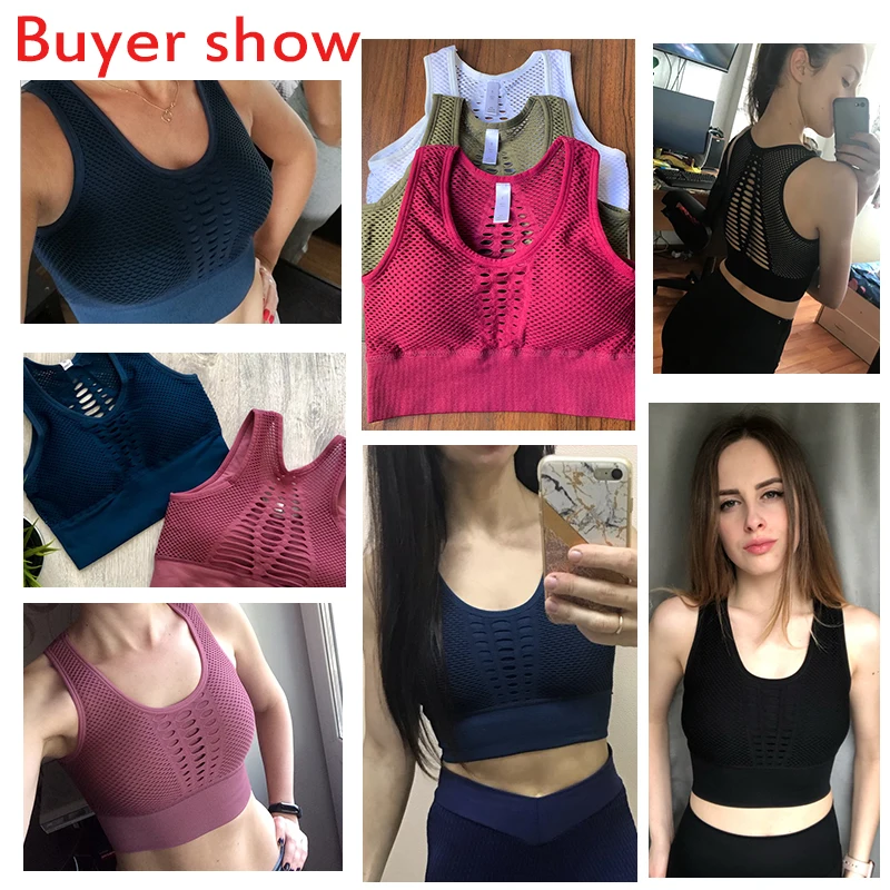 2024 Seamless Sports Bra Top Fitness Women Racerback Running Crop Tops Femme Pink Workout Padded Yoga Bra High Impact Activewear