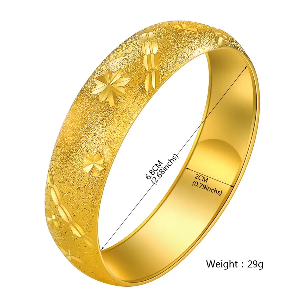Ethlyn African Big Wide Chunky Gold Color Carved Women Girls Wedding Bangles Bracelets Fix Size 68mm   MY4
