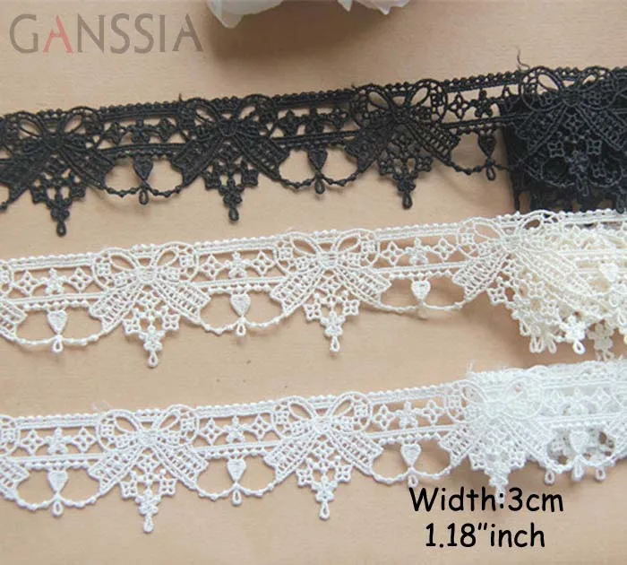 1yard Width:3cm Classical Hollow Bow-knot Lace Water Soluble Lace Trims for Garment Sewing Curtain (ss-693)