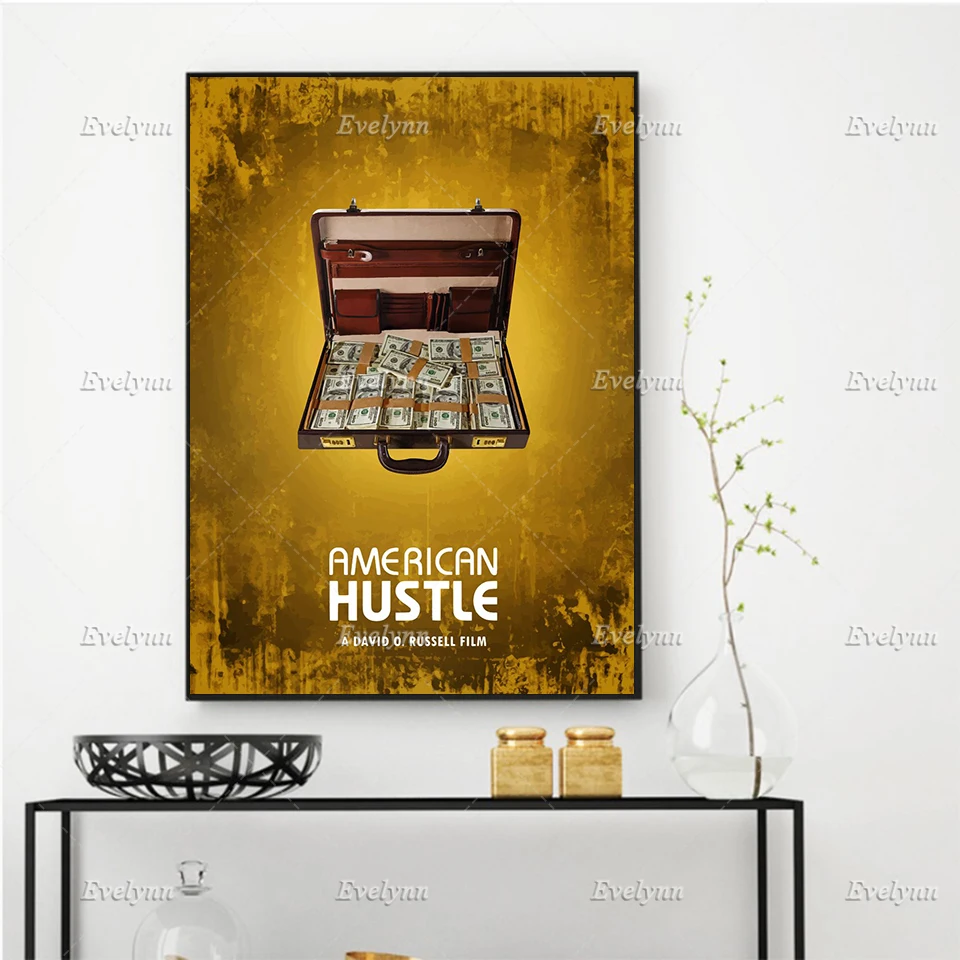 Wall Art Canvas Painting Home Decor American Hustle Inspirational,Motivational Quotes Prints Posters Floating Frame Office Room