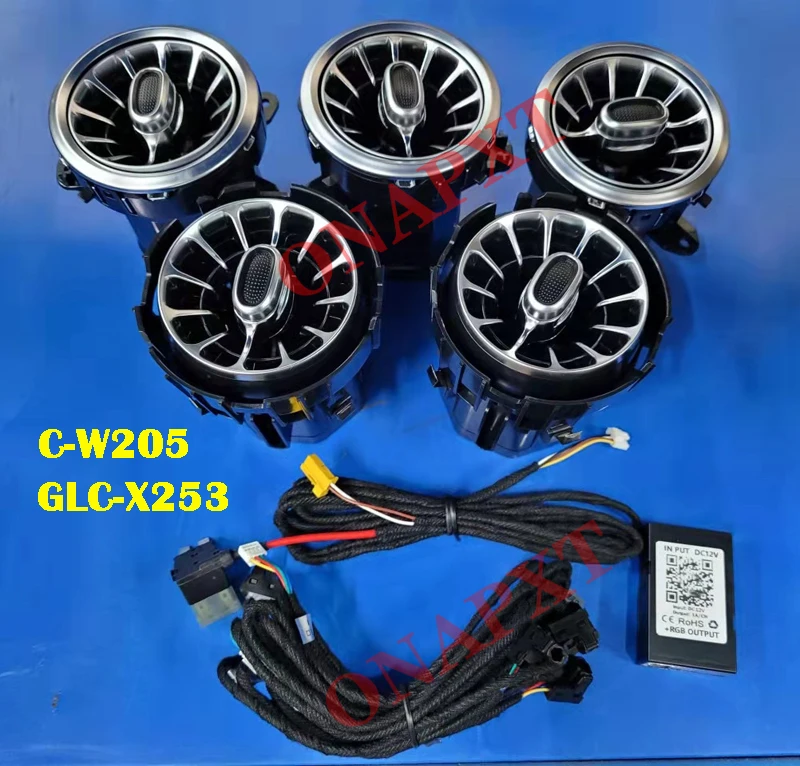 LED Für Benz A/C/E/S/V/CLA/GLA/GLC W176 W205 W213 W222 W447 W117 W156 X253 Bluetooth APP Düse Umgebungs Licht Air Vent Turbine – Detail 21