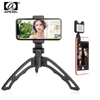 APEXEL Portable Stretch Handheld Tripod Camera Tripod With Selfie Fill Led Light Bluetooth For Camera And Almost ALL Smartphone