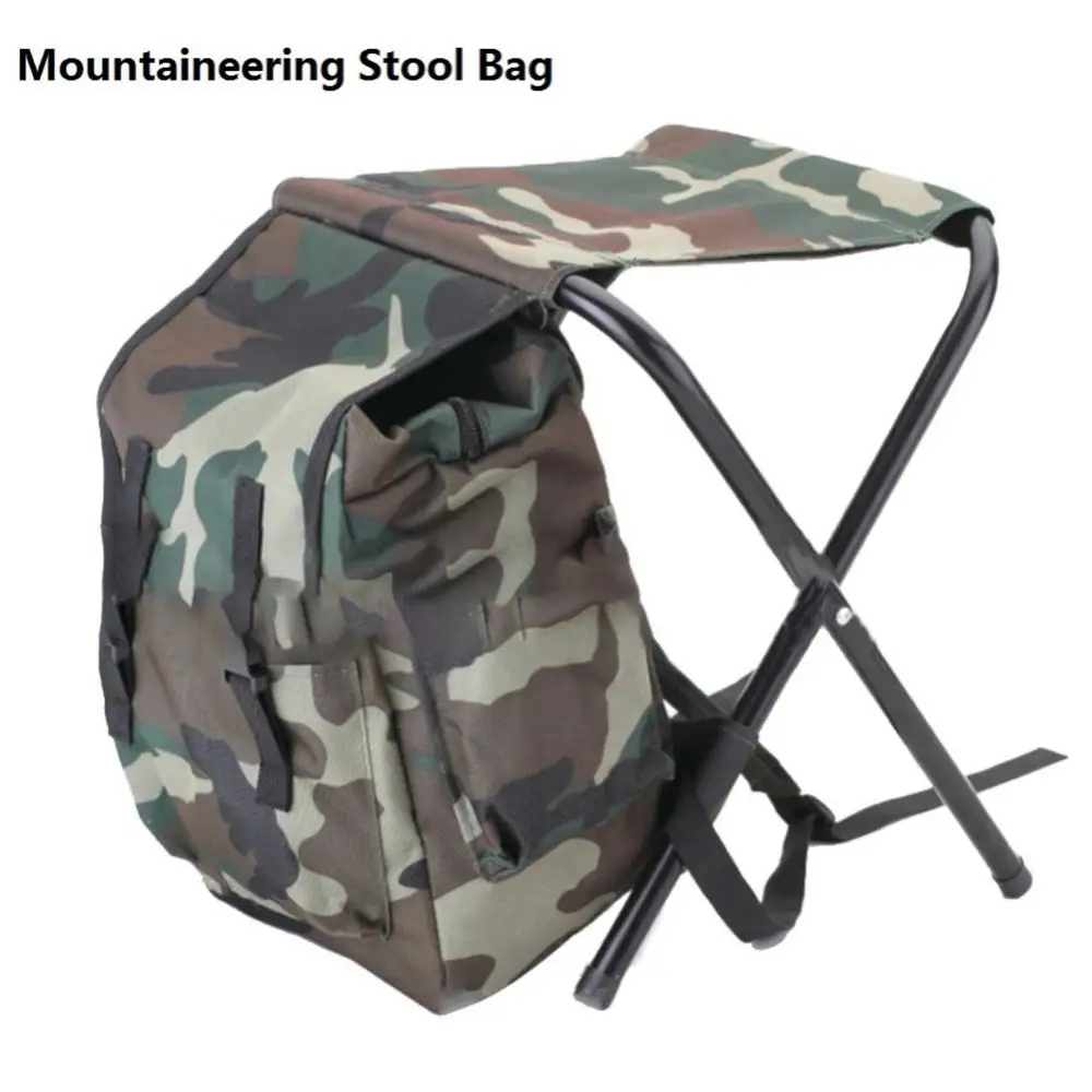 Hot Sale Folding Camping Fishing Chair Stool Portable Backpack Cooler Hiking Picnic Bag Hiking Camouflage Seat Table Bag