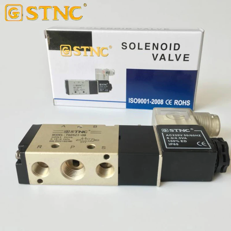 1/4 "2 موقف 5 ميناء STNC الهواء الملف اللولبي صمام TG2521-08 صمام التحكم الهوائي ل DC12v 24 فولت AC110v 220 فولت #5