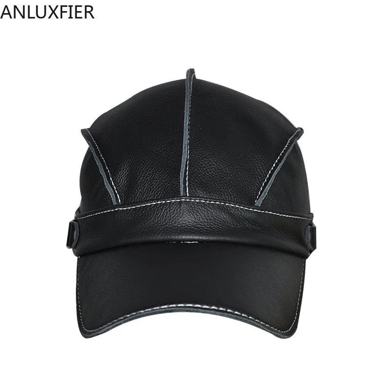 H6983 Leather Hat Male Korean New Baseball Cap Autumn Winter Outdoor Leisure Youth Middle-aged Women Men Fashion Cowhide Hats