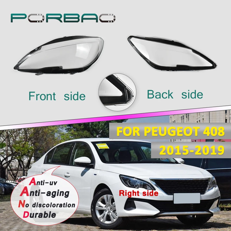 

Front Lamp Lampshade 4Doors for Dongfeng Peugeot 408 2015-2019 Transparent Large Headlamp Shell Headlight Face Replacement Parts