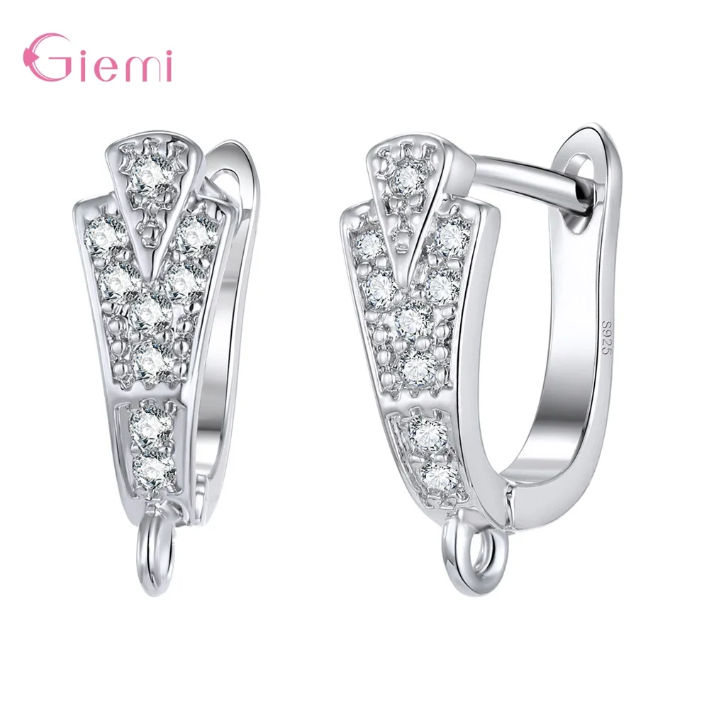 Simple Temerament 925 Sterling Silver Cubic Zirconia Earring Findings DIY Accessories for Drop Earrings Jewelry Making