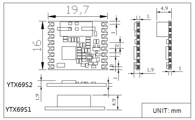 YTX69 315mhz 433mhz 868mhz 915mhz fsk transceptor módulo 13dbm frecuencia (RF \ LORAFSK \ ASK \ OOK) módulo inalámbrico, control remoto \ estabilizad