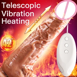 New Automatic Telescopic Heating Dildo Vibrator G-spot Massage Huge Realistic Penis Vibrator Sex Toys For Women Sex Products