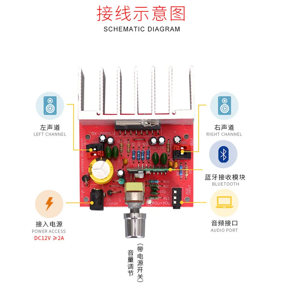 Bluetooth 5.0 12V 25W+25W Car Computer Motorcycle Power Amplifier Board