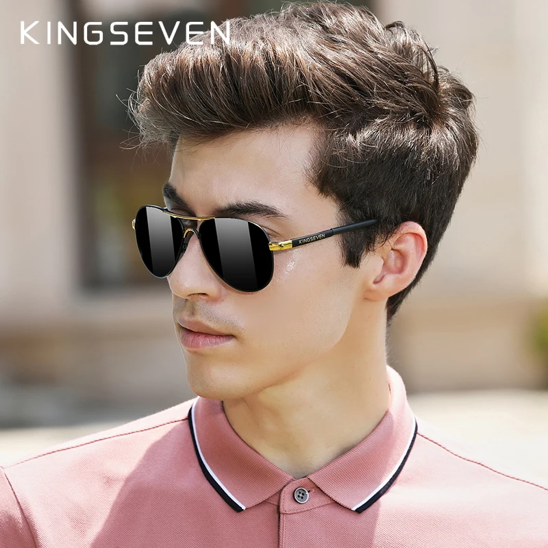 

Мужские солнцезащ. Очки для вождения KINGSEVEN, черно-золотистые солнцезащитные очки для вождения с поляризованными линзами класса защиты уф400, лето 2024