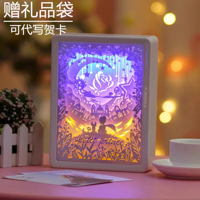 

3D Paper Carved USB/ Battery Powered Bedside Bedroom Ornamental Small Decorative Lamp Girl Children's Birthday Gift Night Light