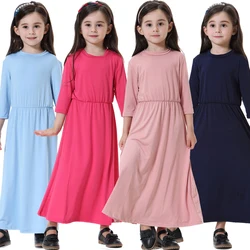 Muslim Long Sleeve Dress for Girls Child Kids Abaya Islamic Dubai Arabic Robe Gown Traditional Maxi Dresses Turkey Kaftan Abayas