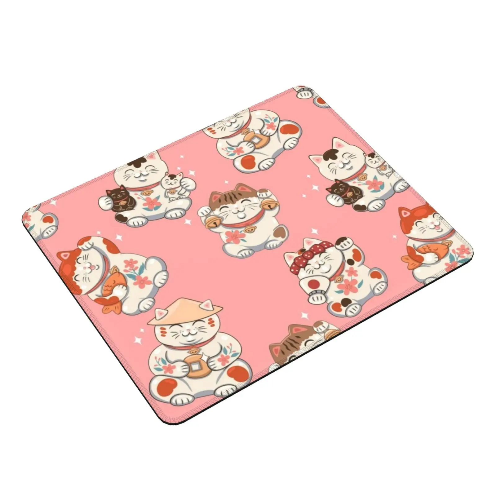 Pattern With Maneki Neko Mouse Pad DIY Print Maneki Neko Luck Desire Cute Wish Japanese Asian Cat