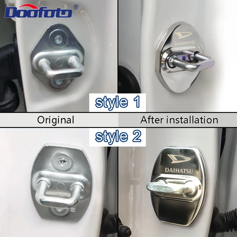 Doofoto 4x Car Styling Door Lock Cover For Daihatsu Terios Sirion Mira Materia Rocky YRV Feroza Charade Car AccessoriesStying