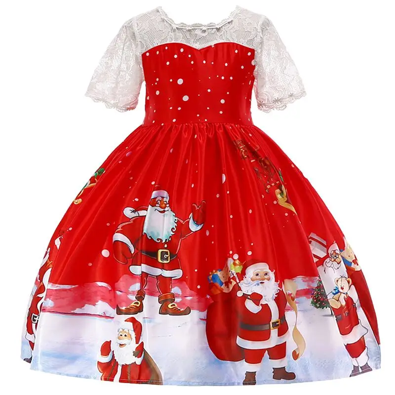 Baby Girls Christmas Dress Costume Princess Girl\'s New Year Party Dresses Children Kids Clothing Infantil Vestidos Red Clothes