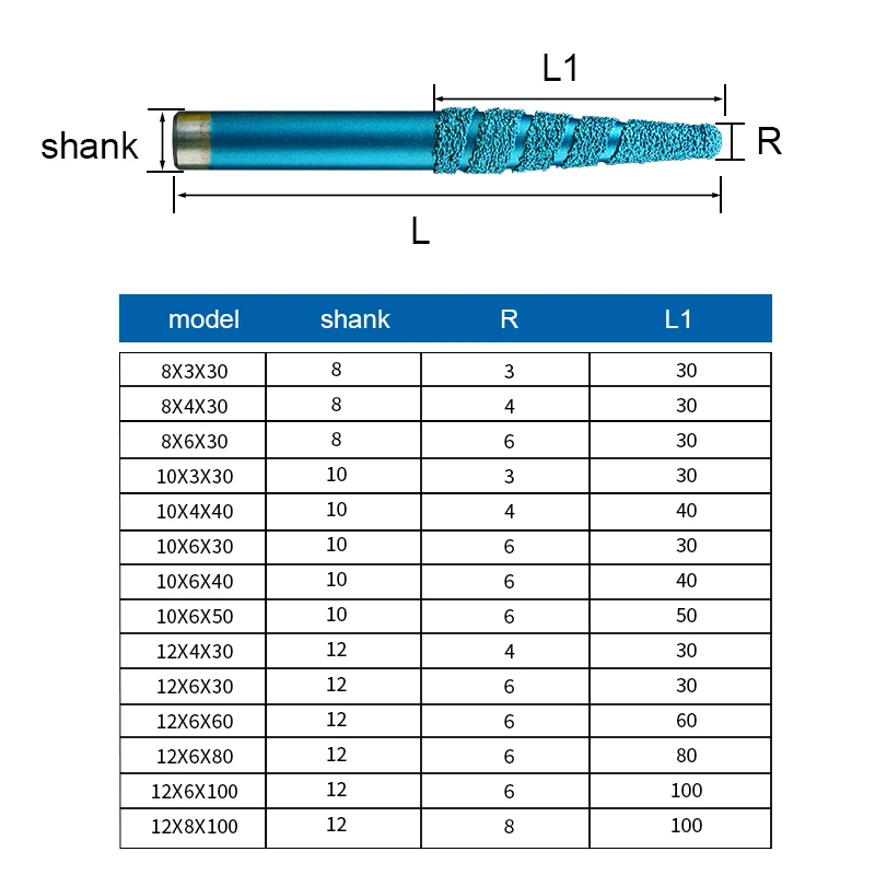 Cone ball head composite brazing knife stone carving milling cutter marble carving tool CNC granite end mill