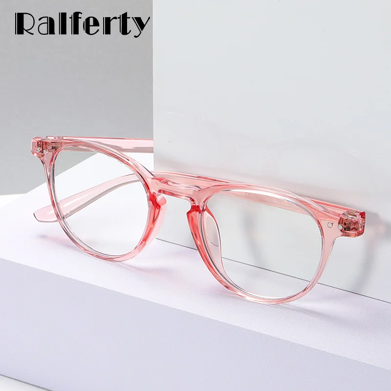 Ralferty TR90 Anti Blue Light Glasses Women Computer Glasses Screen Protector Laptop Goggles Clear Pink Eyeglass 0 Degree D2318