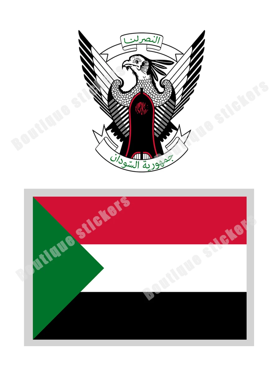 Car Decoration Decals Sudan Flag National Emblem Sticker Waterproof Sunscreen Popular Car Window Bumper Rear Fuel Tank Trunk