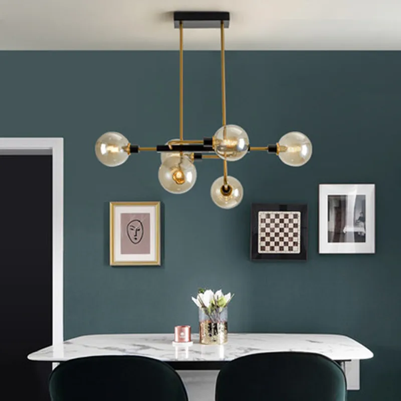 Nordic Glass Ball Chandelier LIghting Modern Hanging Light/Suspension For Bedroom/Living Room 6/10head Light Fixture