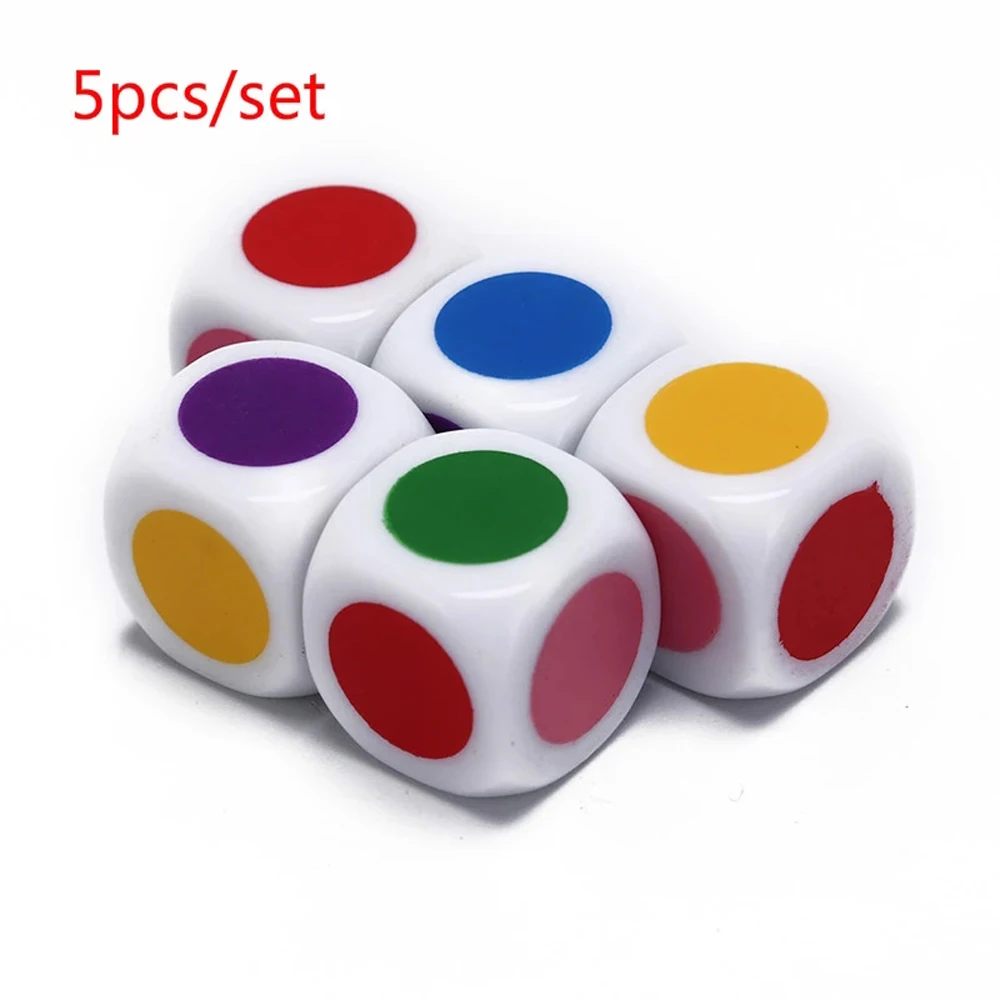 

5Pcs/Lot 6 Sided Round Colour Dice Acrylic Kids Board Game Funny Puzzle Game Family Party Table Dices Games Educational Toys