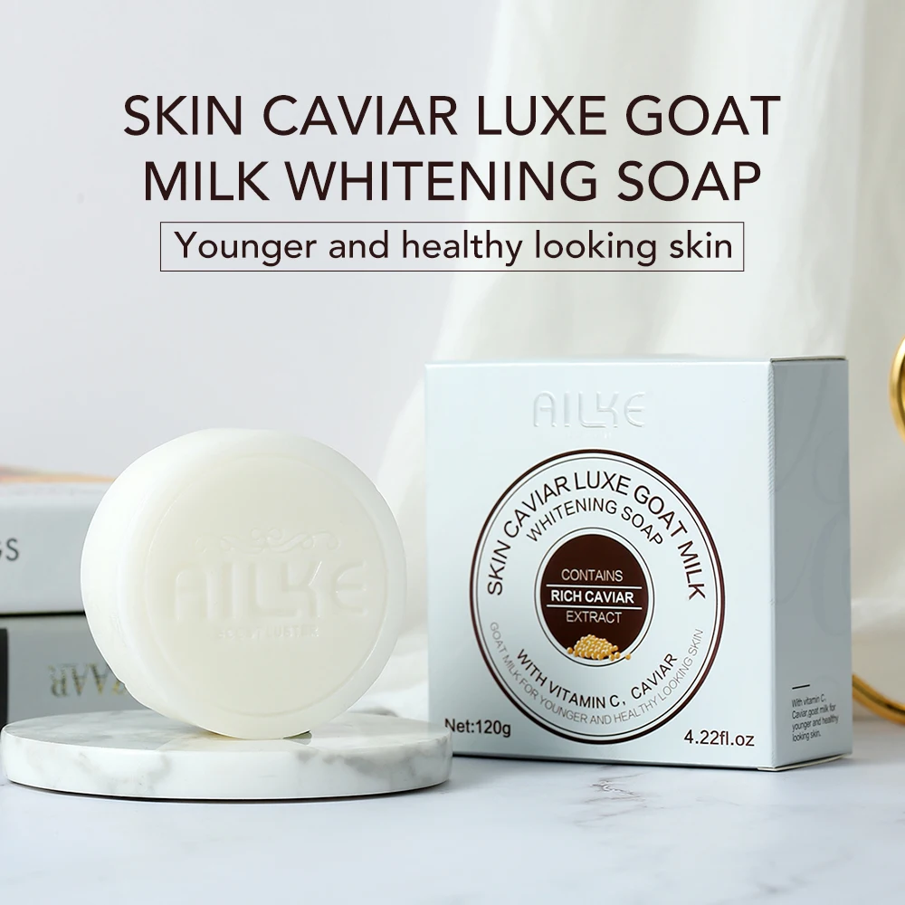 

AILKE Bath Soap Whitening Cleaning goat milk vitamin c caviar bubbles Body Skin care wash shampoo jabones artesanales glicerina