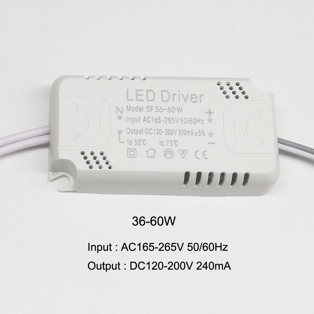 LED driver 8-24W 20-36W 36-60W 60-80W for single color LED Input 165-265V 50/60Hz Output 240mA Non-isolated lighting transformer