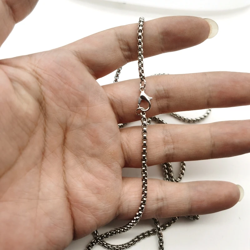 

60cm 5pcs/lot Width 3mm Cut Rolo Link Keel Chain Cuban Link Chains Necklaces for Women/Men Accessories Silver Color Jewelry