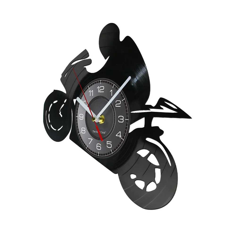 Professional Motorcycle Rider Vintage Vinyl Record Wall Clock Top Speed Motorcycle Bikers Mancave Motorbike Laser Etched Decor