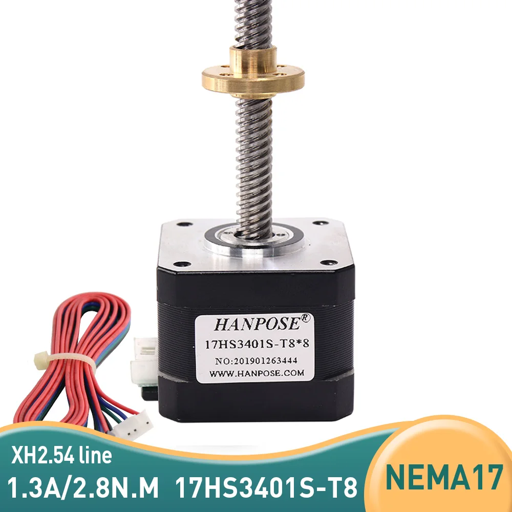 17HS3401S-T8 8mm pitch brass nut screw NEMA17 Stepper motor 34mm 1.3A 28N.CM with XH2.54 Cable line for 3D printer accessorie
