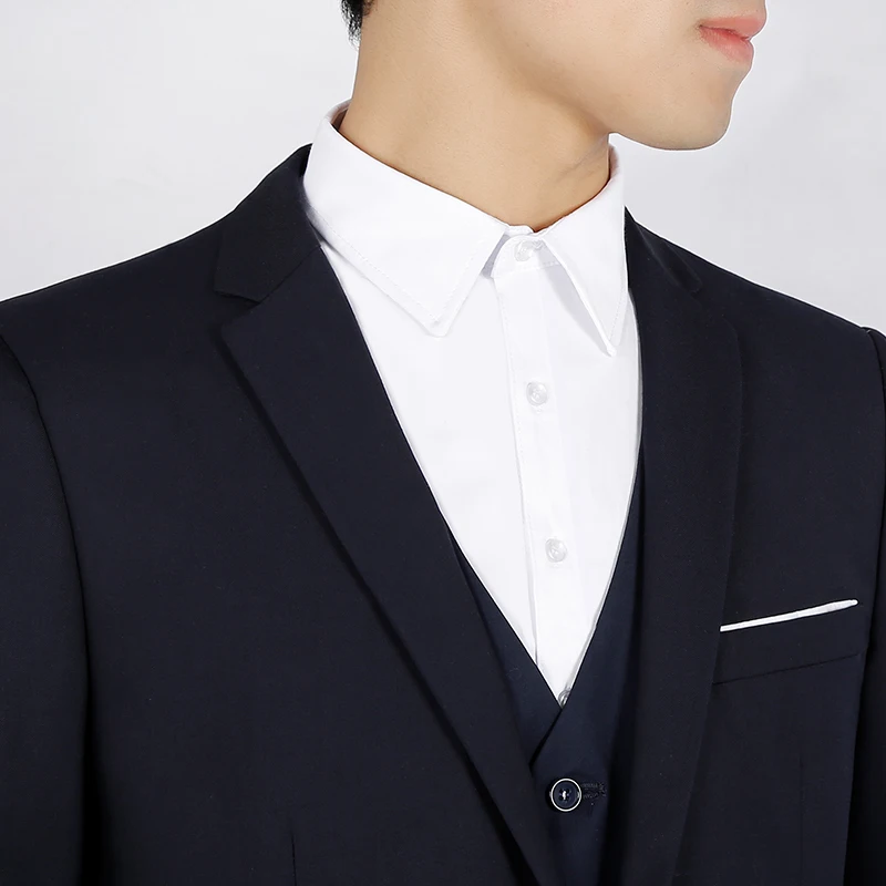 

2024 Brand New High Quality Men's Fake Collar Shirt White Black Cotton Male Business Dress Suit Removable False Great For Party