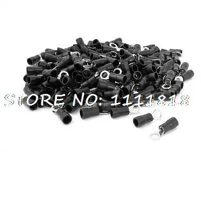 

200 Pcs RV3.5-5 Black 2.9mm Screw Gole Insulated Ring Terminals AWG14-12