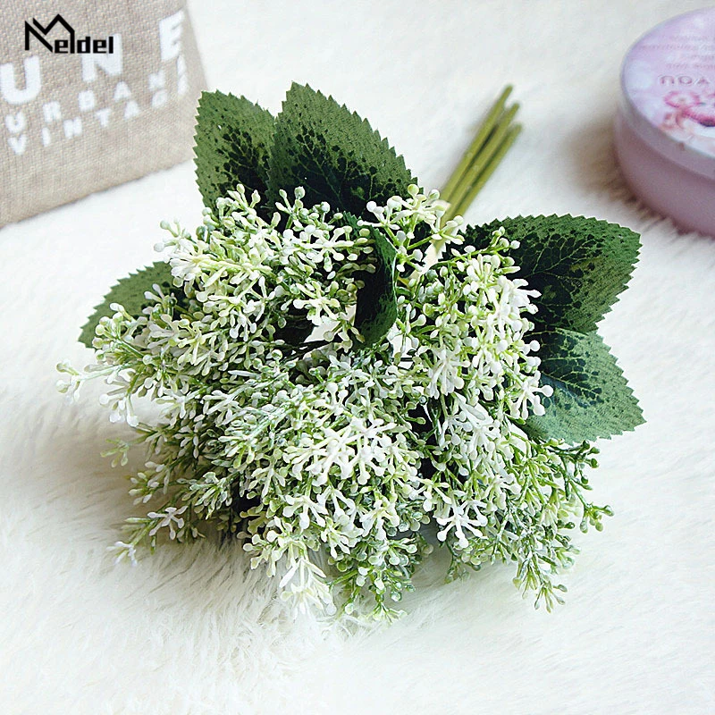 

Meldel Artificial Baby's Breath Bridal Bouquet Flower Baby's Breath Flowers Rice Spike Grass Wedding Bouquet Home Wedding Decor