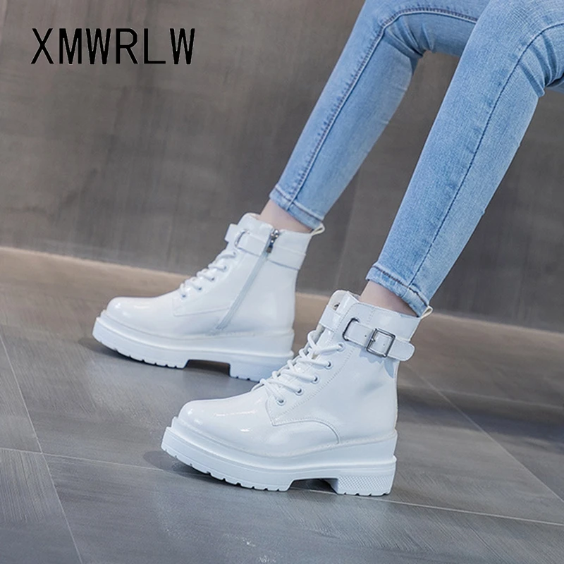 

XMWRLW Women's Ankle Boots 2020 Autumn Winter PU Leather Fashion High Heels Boots For Women Winter Shoes Ladies Ankle Boot Shoes