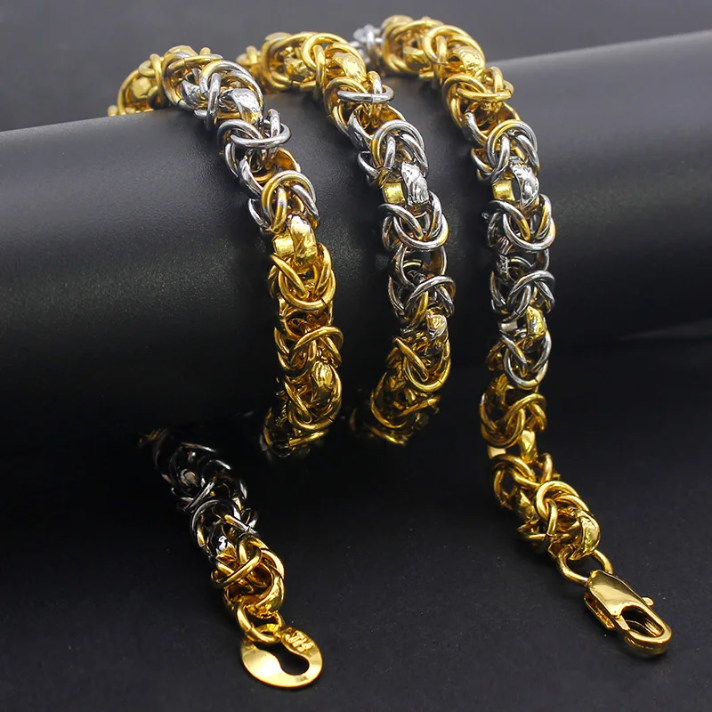 

45/55cm Gold Silver Color Byzantine Chains Chic Punk Fashion Design Necklace for Women Men Choker Link Chain Jewelry Party Gifts