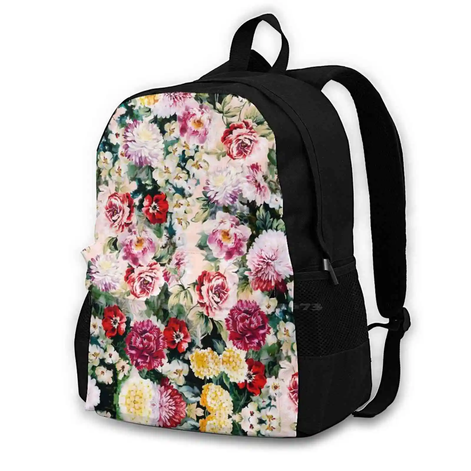 

Watercolor Mix Flowers Pattern Print Pattern Design Bag Student'S Backpack Flowers Roses Nature Spring Summer Blooming