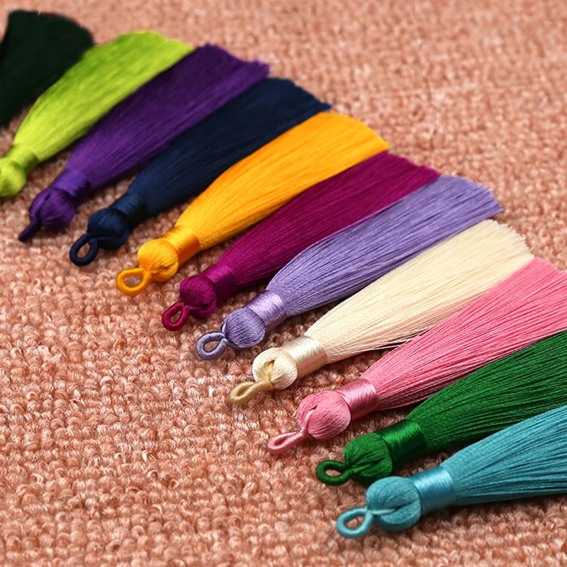 10Pcs 8cm Colorful Cotton Silk Tassel Brush For Earring Charm Making Sati Tassels Pendant Diy Jewelry Findings Handmade Crafts