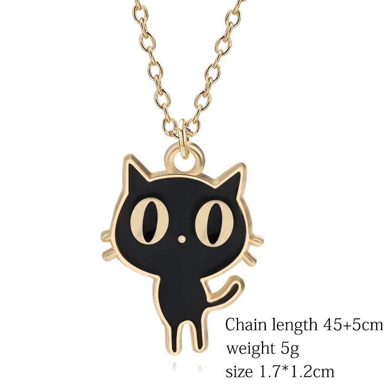 DIY Cartoon Fashion Animal Charm Pendant Kawaii Small Black White Cat Necklace Women\'s Girl Gift Collar Cute Friends Jewelry