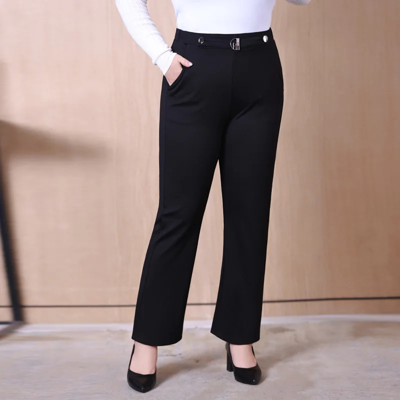 Pantalones High Waist Pants Plus Size Women Clothing Oversized Trousers Wide Leg Black 5XL 7XL Casual Fashion New Free Shipping