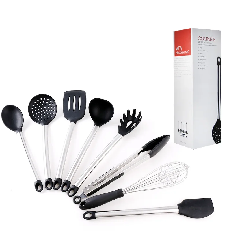 

Kitchen Utensil Set High Quality Silicone Staindless Cooking Tools Set Spoon Spatula Ladle Egg Beaters Tools Gadget Accessories