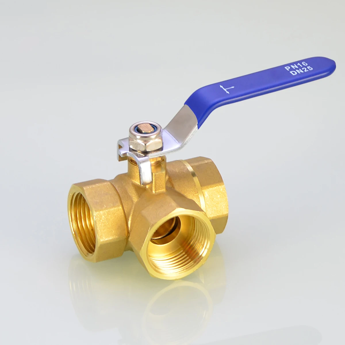 Rosca hembra BSP para tubo de agua, válvula de bola de tres vías de latón, adaptador de conector de calefacción tipo L tipo T, 1/4 ", 3/8", 1/2 ", 3/4", 1"
