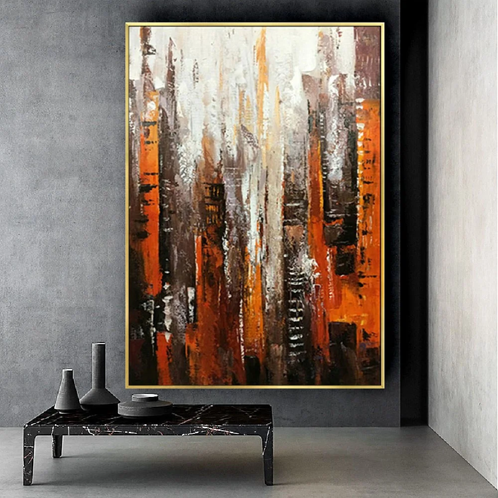 

Modern Cityscape Oil Painting Hand-Painted Canvas Image Abstract Picture Impasto Texture Wall Art Pattern For Home Room Decor