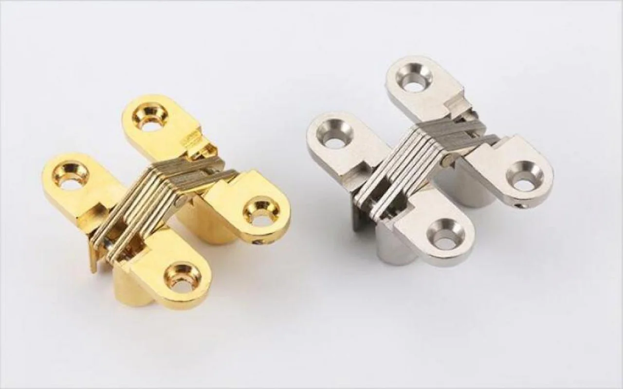 

Golden silver cross-shaped hidden folding hinge folding door hinge